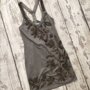 **Kimchi Blue**Distressed Edgy Beaded Mini Dress